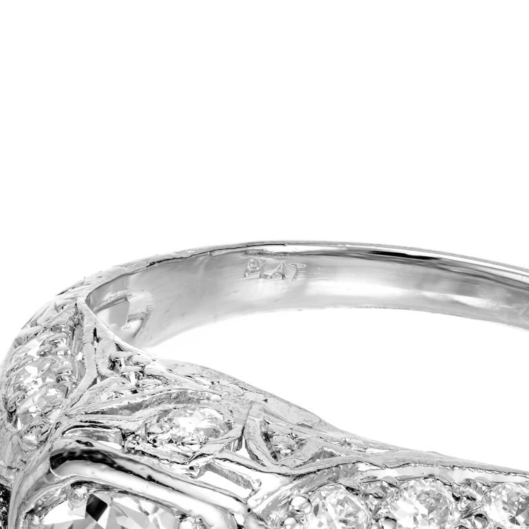 EGL .93 Carat Old European Diamond Platinum Filigree Engagement Ring – image 6