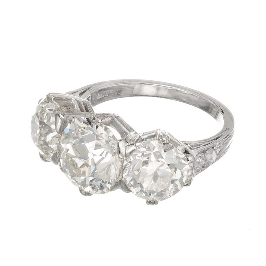 Marcus & Co. GIA 6.35 Carat Diamond Platinum Three-Stone Engagement Ring – image 3