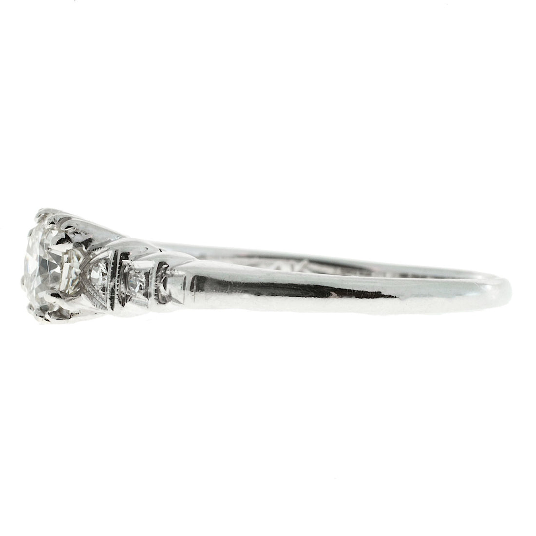 Art Deco Engagement Ring .50ct 1940 14k White Gold Ideal Old European Cut – image 2