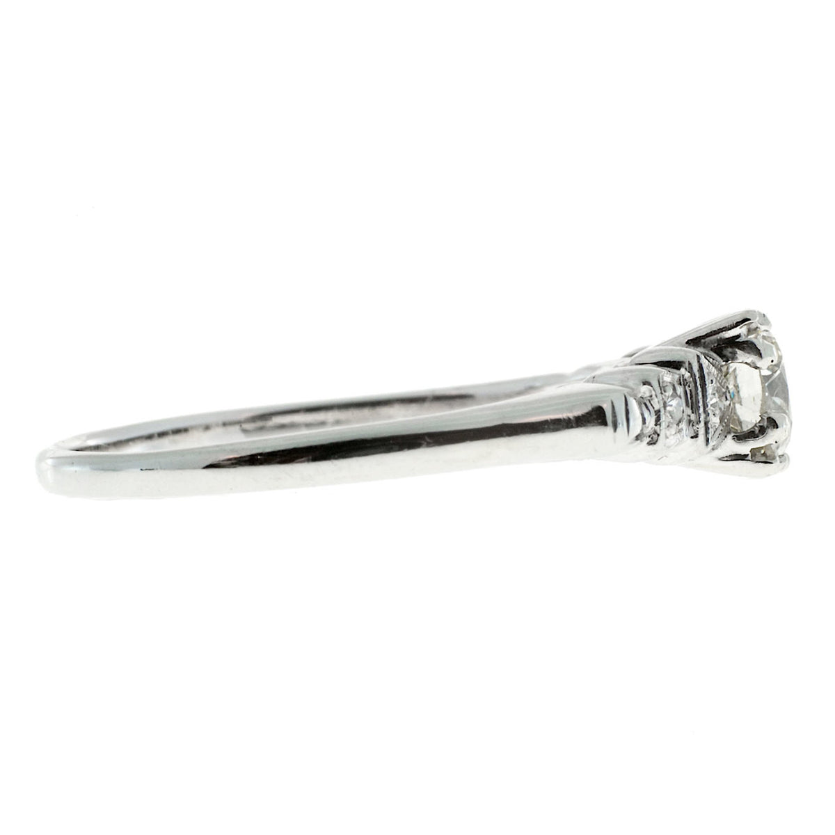 Art Deco Engagement Ring .50ct 1940 14k White Gold Ideal Old European Cut – image 3