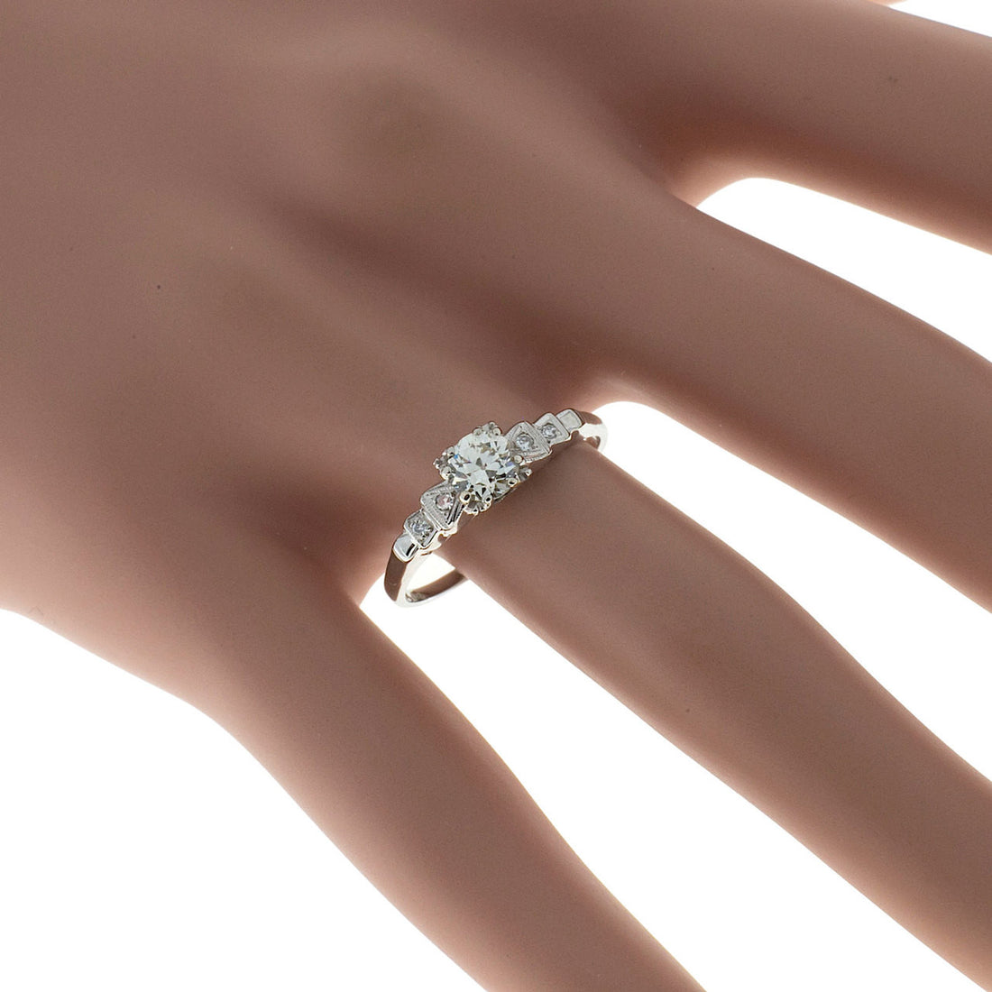 Art Deco Engagement Ring .50ct 1940 14k White Gold Ideal Old European Cut – image 7