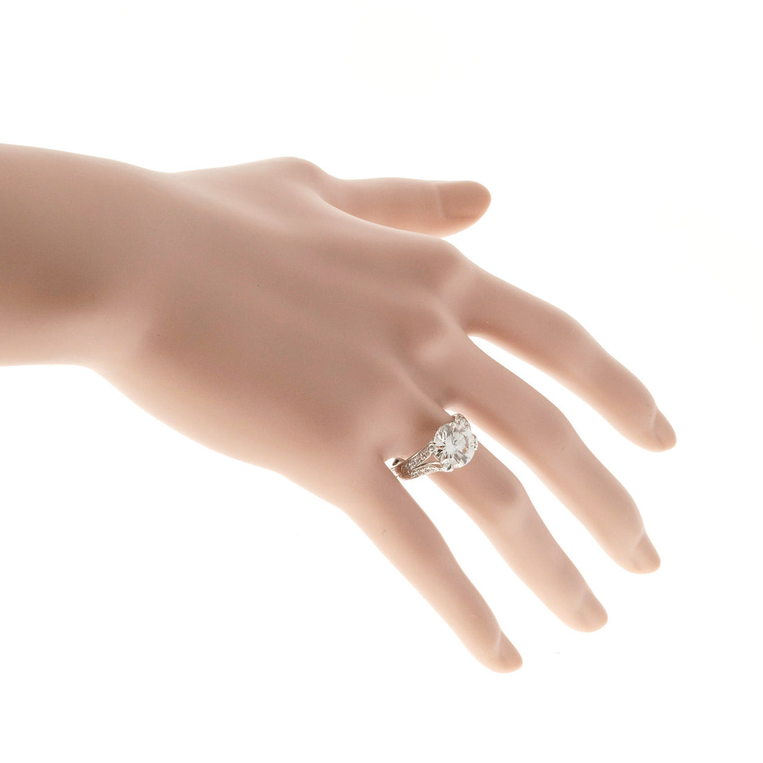 GIA Certified 4.01 Carat Diamond Platinum Split Shank Engagement Ring – image 5