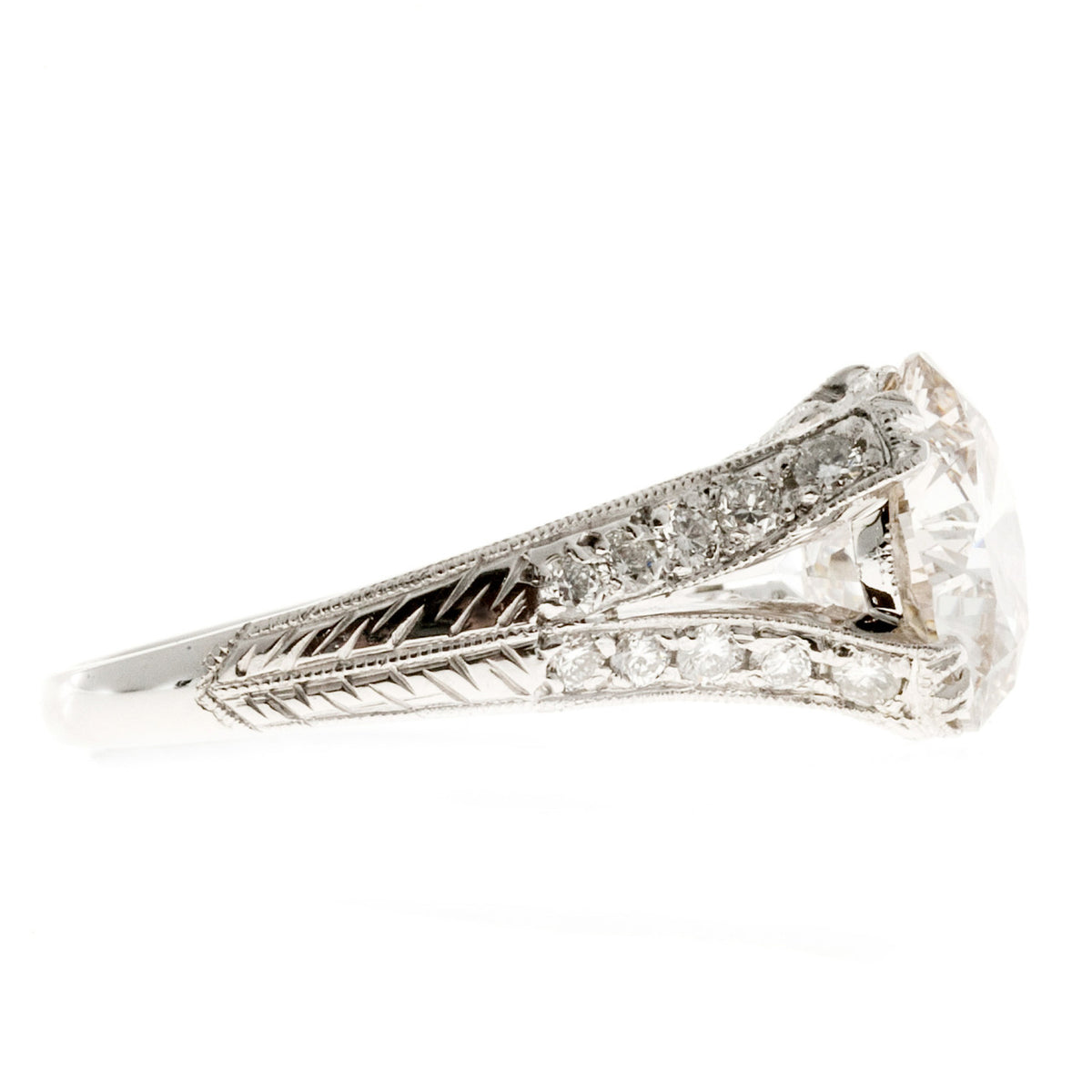 GIA Certified 4.01 Carat Diamond Platinum Split Shank Engagement Ring – image 4