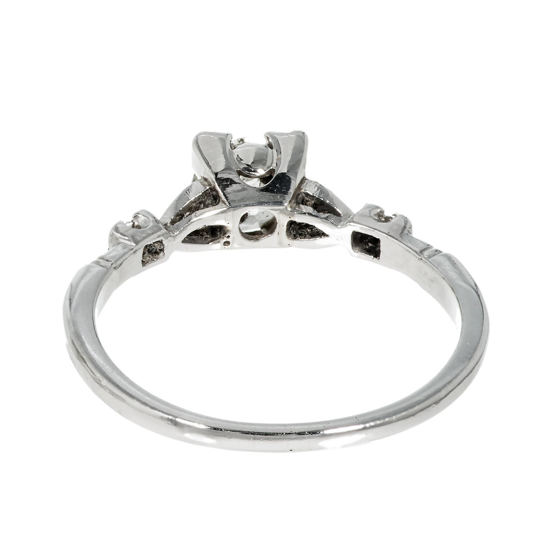 Antique Art Deco Engagement .80ct Old European Cut Diamond Platinum Ring – image 4
