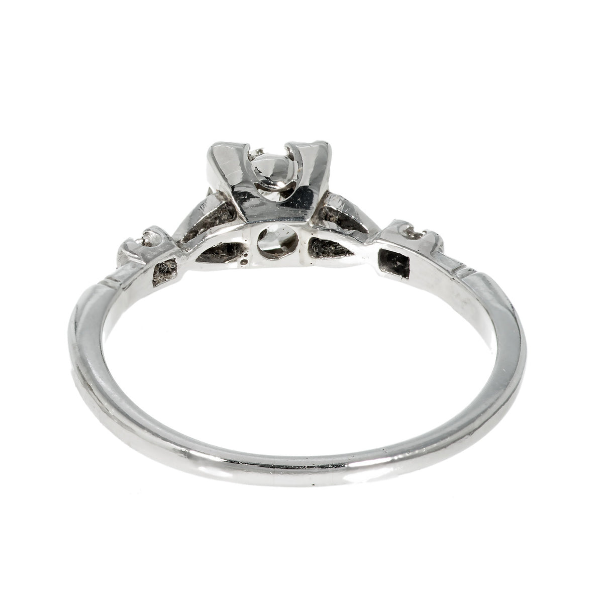 Antique Art Deco Engagement .80ct Old European Cut Diamond Platinum Ring – image 4