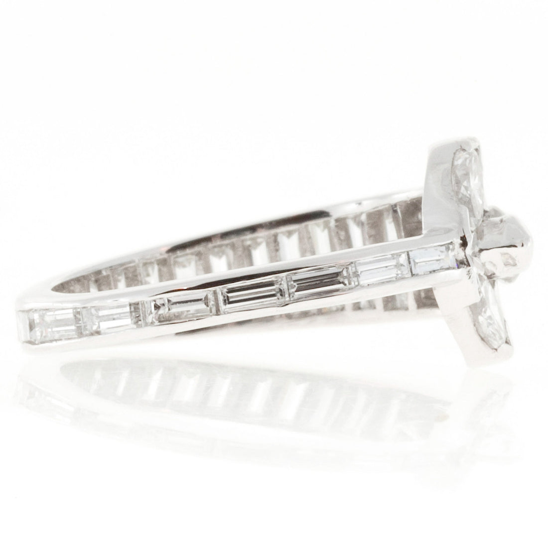 1.35 Carat Marquise Baguette Diamond Platinum Ring – image 7