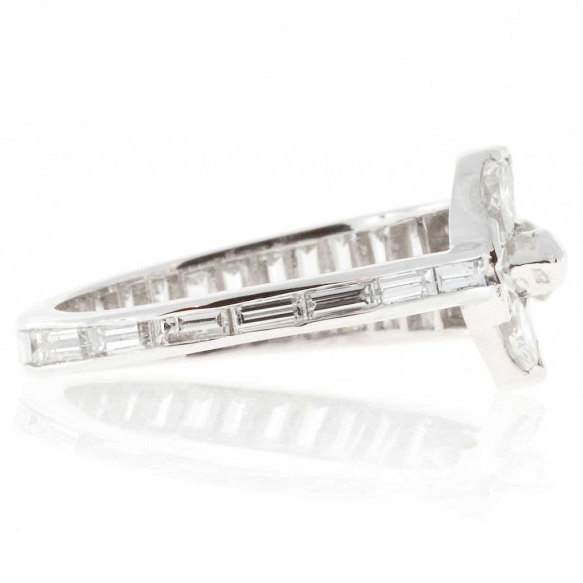 1.35 Carat Marquise Baguette Diamond Platinum Ring – image 7
