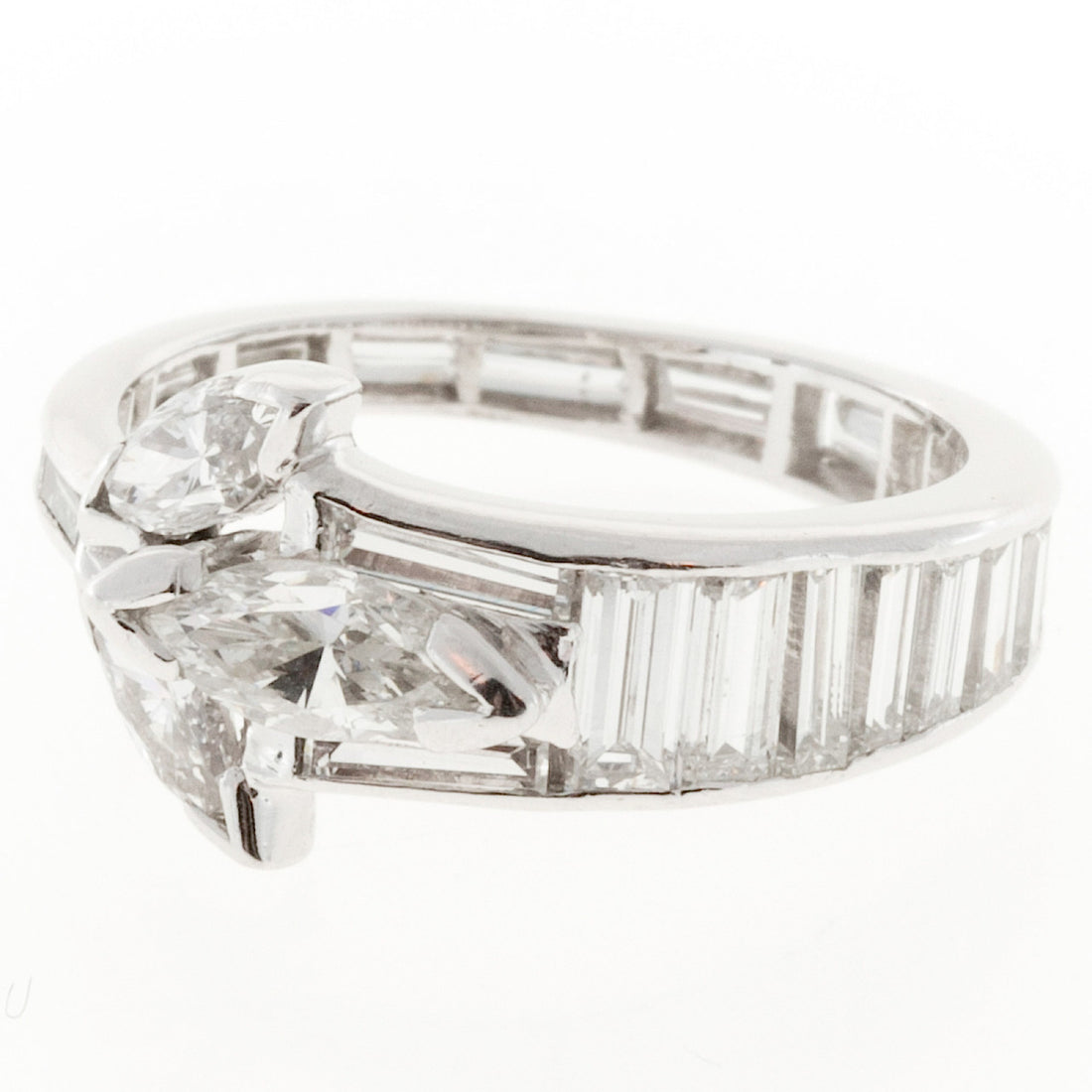 1.35 Carat Marquise Baguette Diamond Platinum Ring – image 2