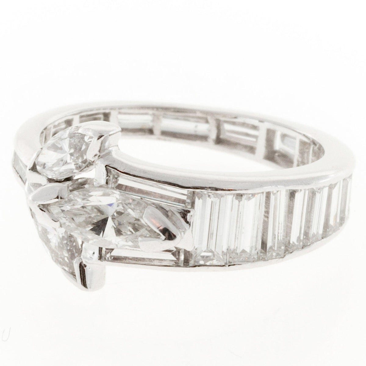 1.35 Carat Marquise Baguette Diamond Platinum Ring – image 2