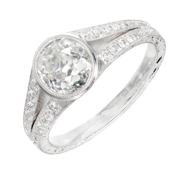 Peter Suchy 1.32 Carat Diamond Split Shank Platinum Engagement Ring