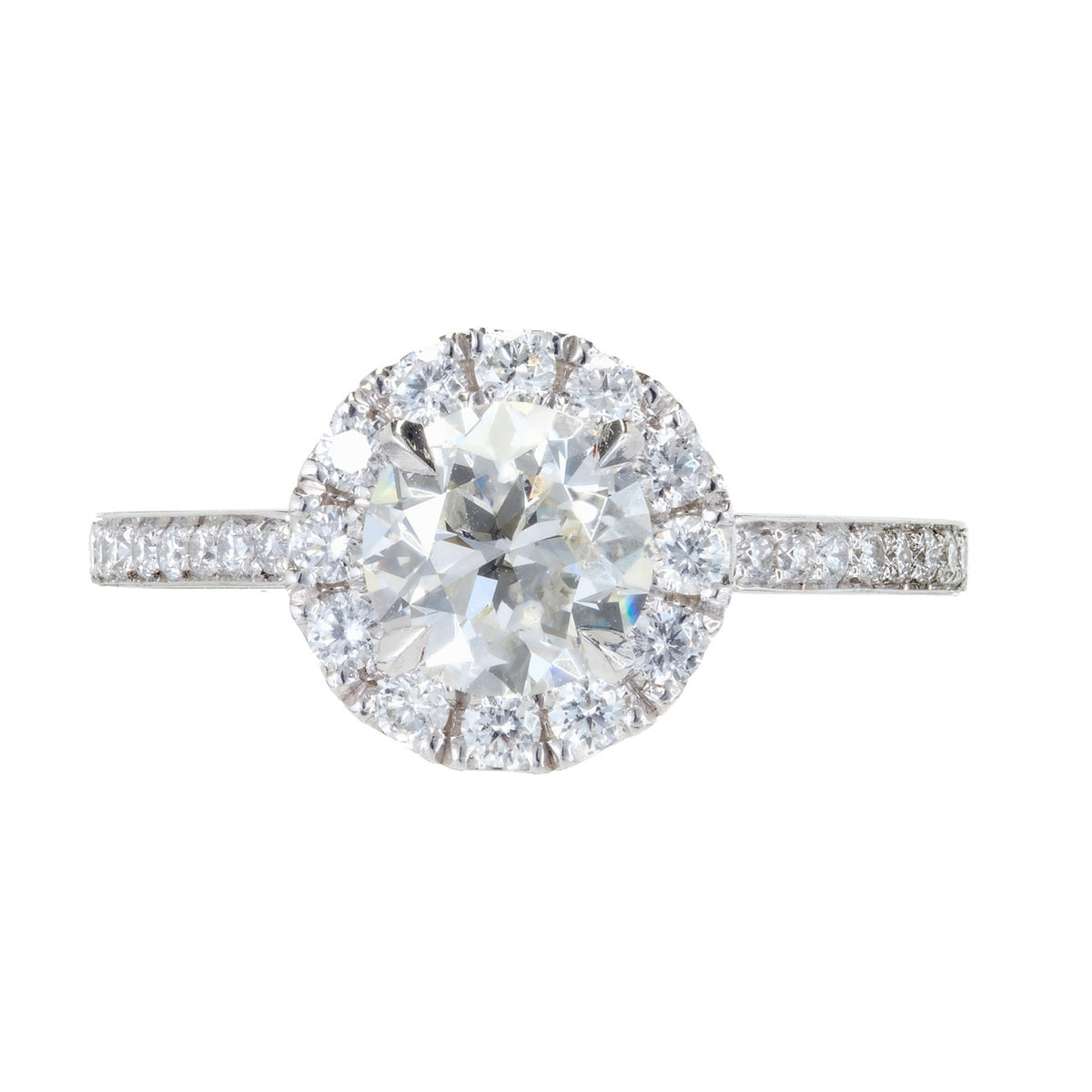 Peter Suchy 1.24 Carat Diamond Platinum Halo Engagement Ring – image 2