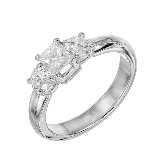 EGL Certified .50 Carat Diamond Platinum Three Stone Engagement Ring