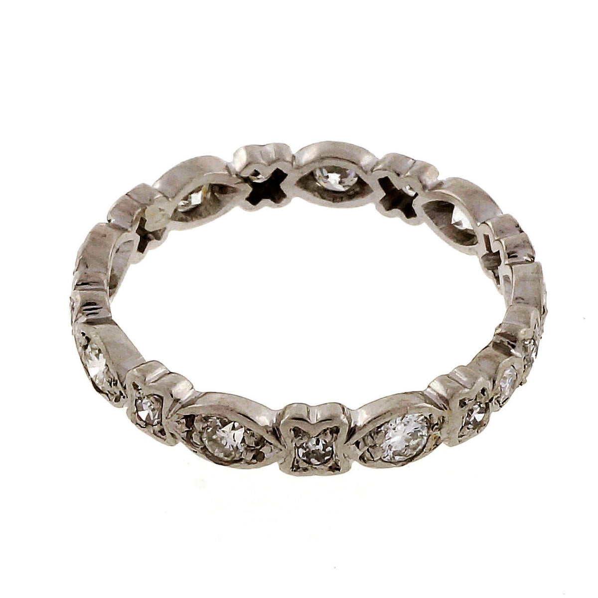 Antique Art Deco 1930 Platinum Diamond Eternity Ring Size 8