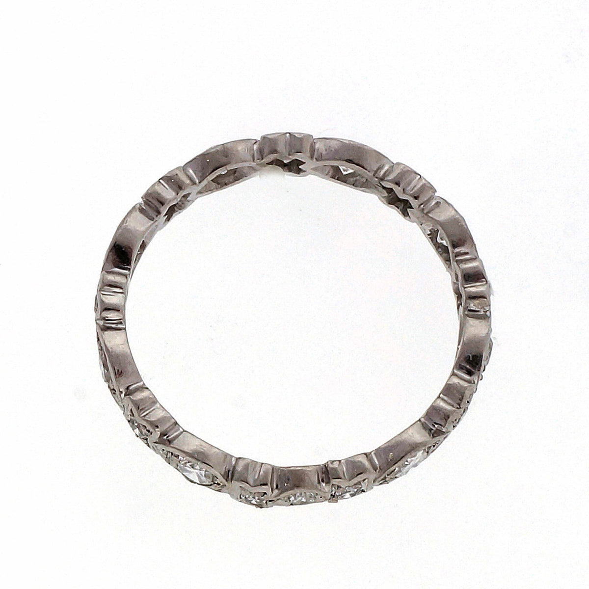 Antique Art Deco 1930 Platinum Diamond Eternity Ring Size 8 – image 5