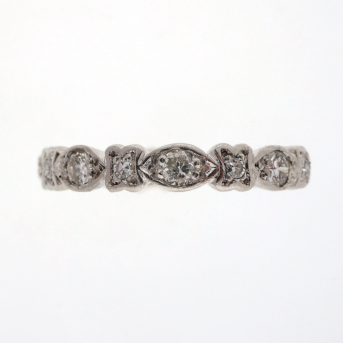 Antique Art Deco 1930 Platinum Diamond Eternity Ring Size 8 – image 2