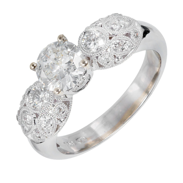 GIA Certified .81 Carat Transitional Cut Diamond Pave Gold Engagement Ring