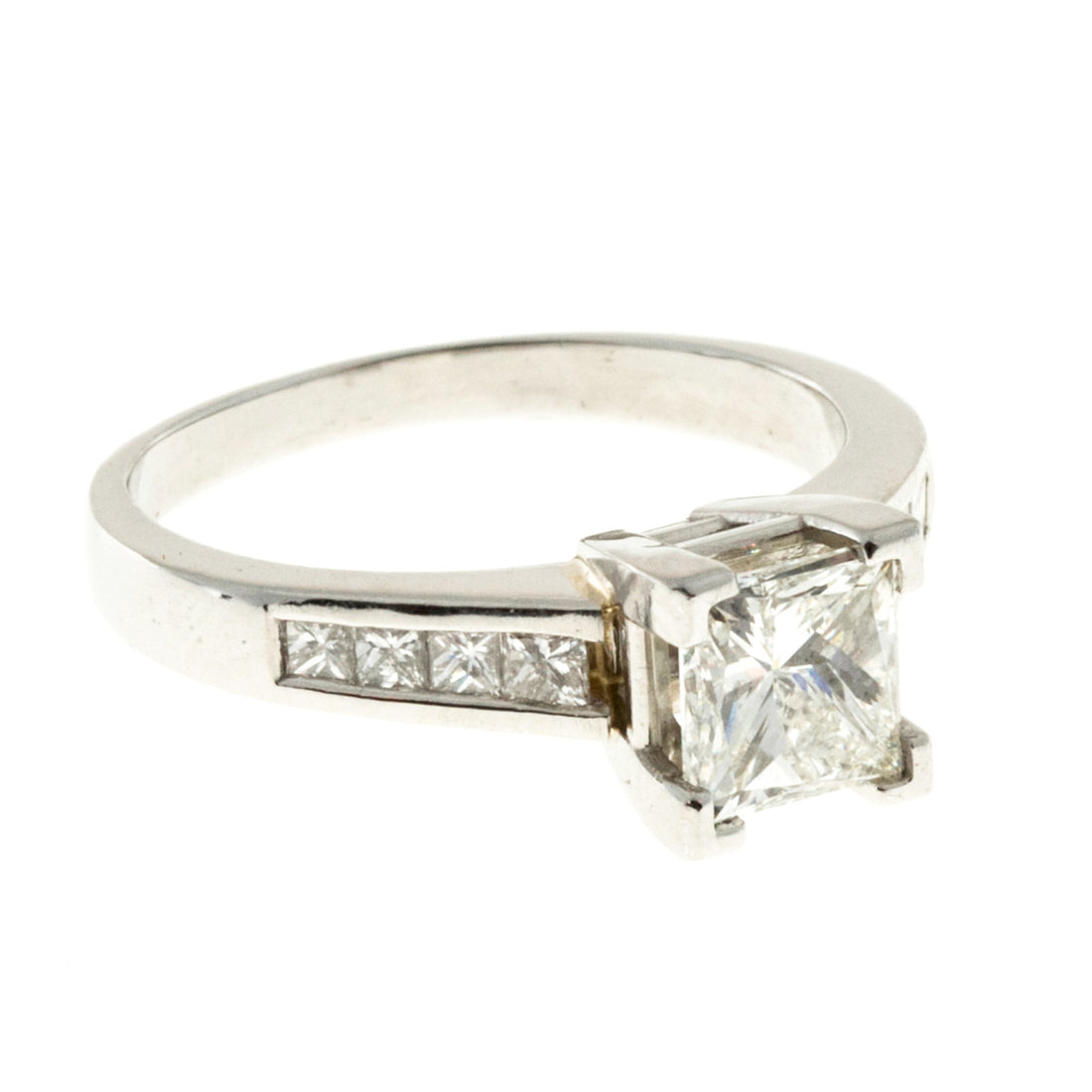 1.02ct Princess Cut Platinum Certified Engagement Ring Channel Set Sides – image 6