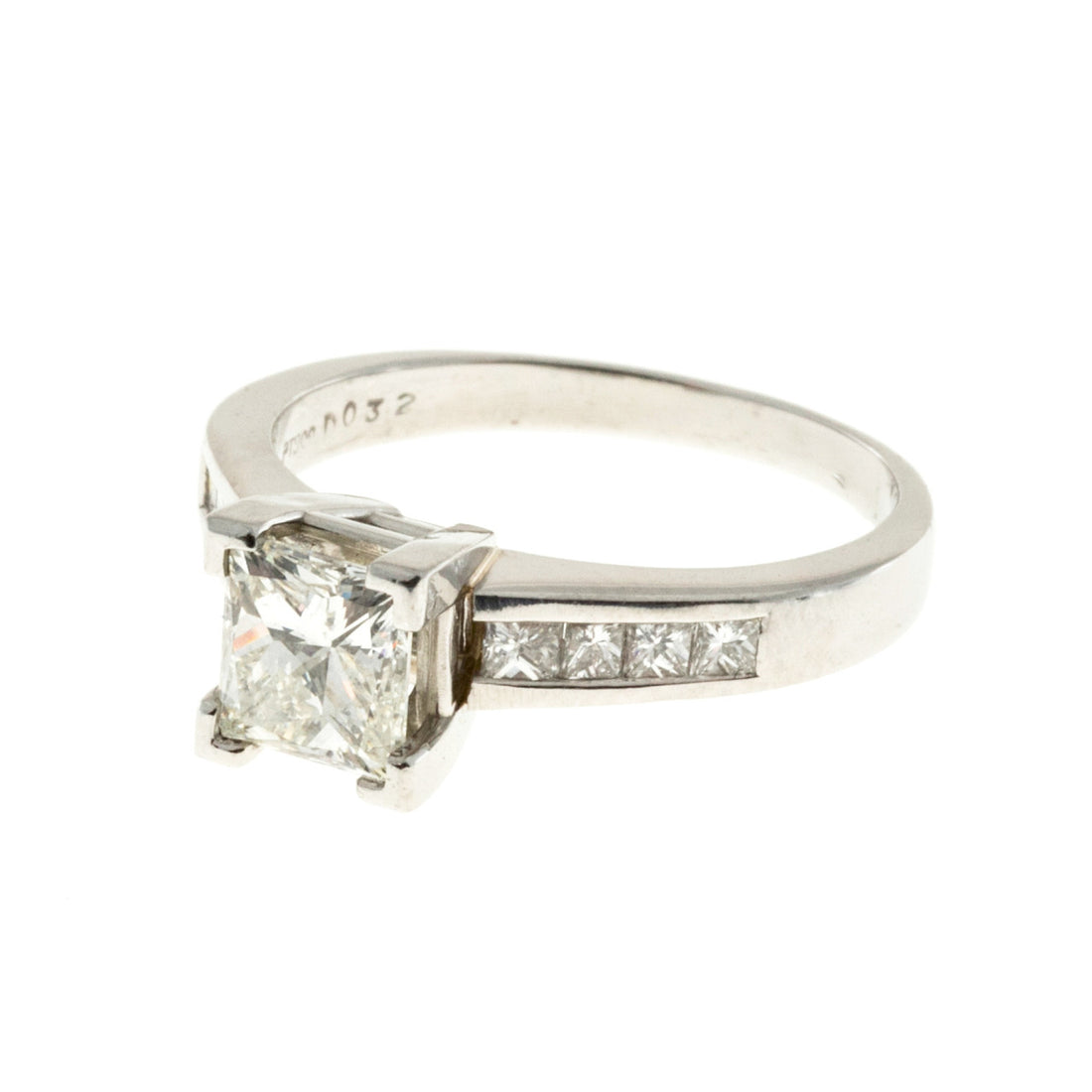 1.02ct Princess Cut Platinum Certified Engagement Ring Channel Set Sides – image 3