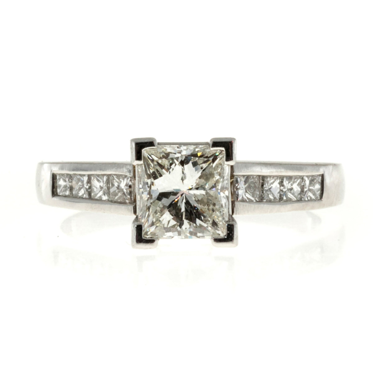 1.02ct Princess Cut Platinum Certified Engagement Ring Channel Set Sides