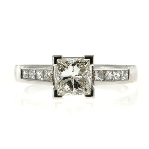 1.02ct Princess Cut Platinum Certified Engagement Ring Channel Set Sides