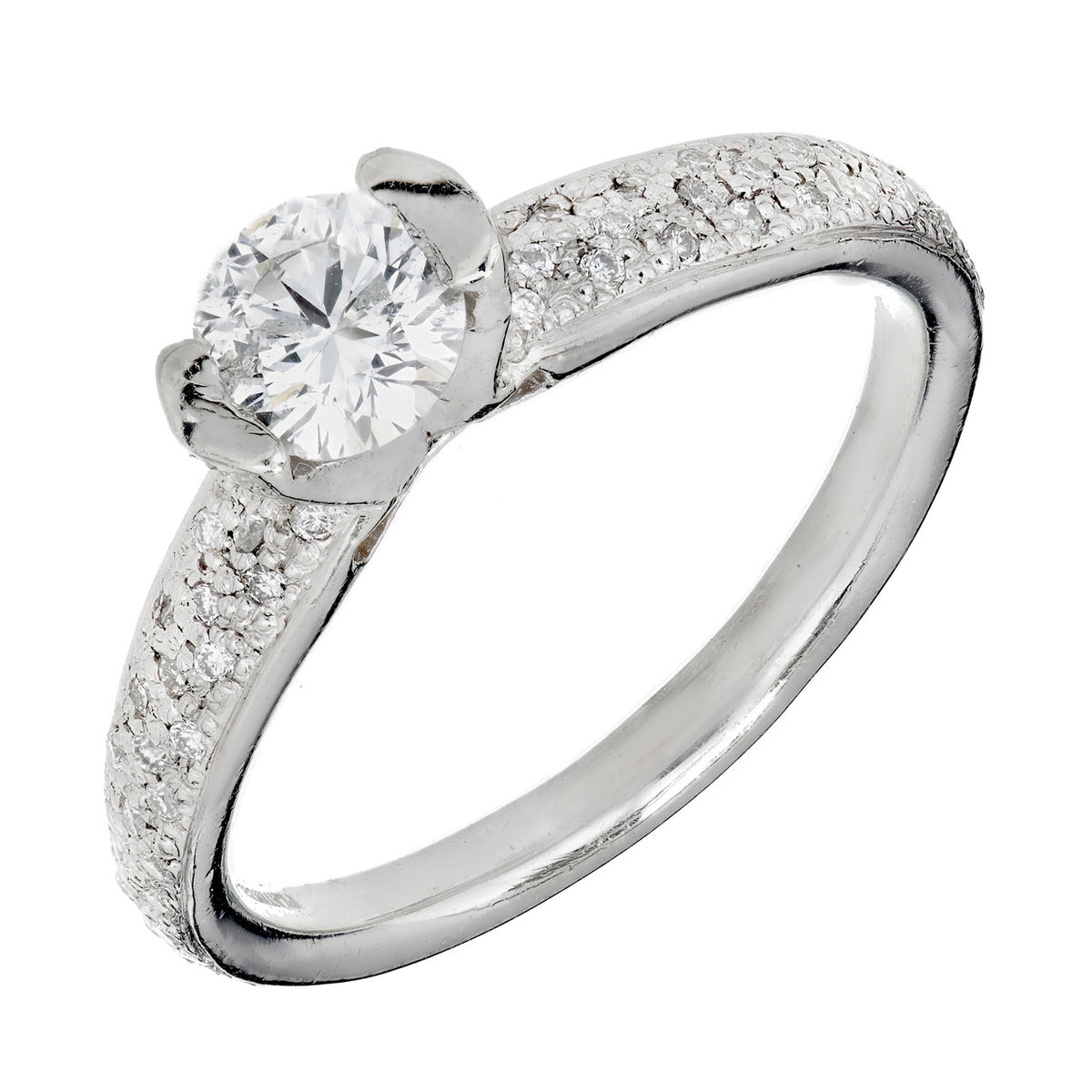 Estate Mosi Platinum Designer Engagement Ring .52ct Diamond