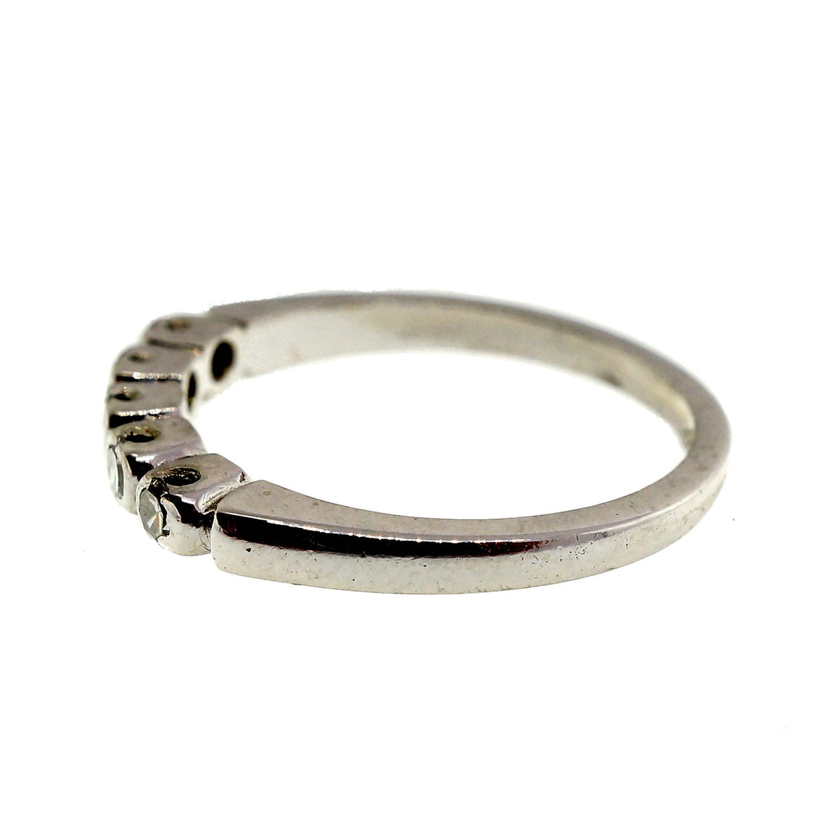 Art Deco 1940 Platinum .10ct 5 Diamond Wedding Band Ring – image 2