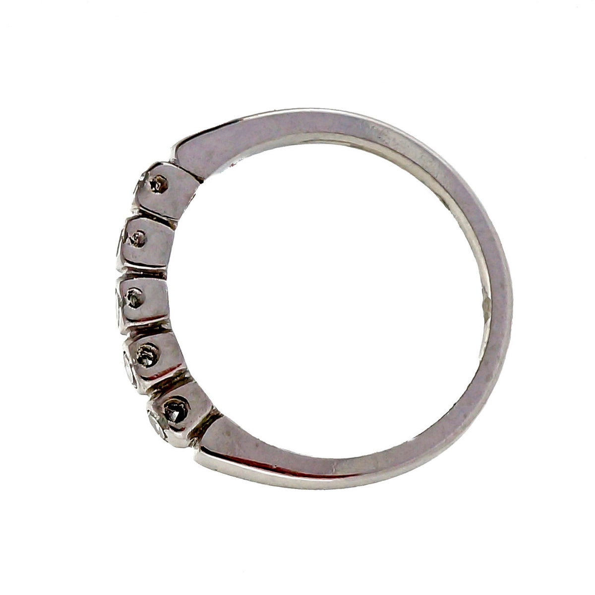 Art Deco 1940 Platinum .10ct 5 Diamond Wedding Band Ring – image 3