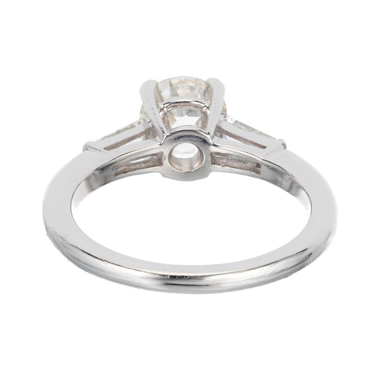 Vintage Old European Cut Engagement Ring .90ct Platinum Baguette Sides – image 7