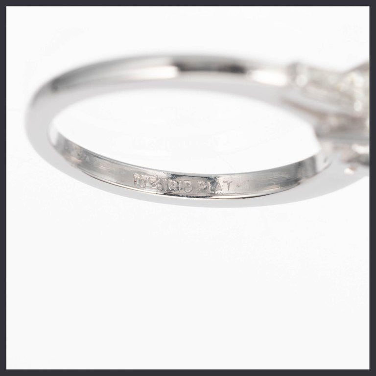Vintage Old European Cut Engagement Ring .90ct Platinum Baguette Sides – image 6