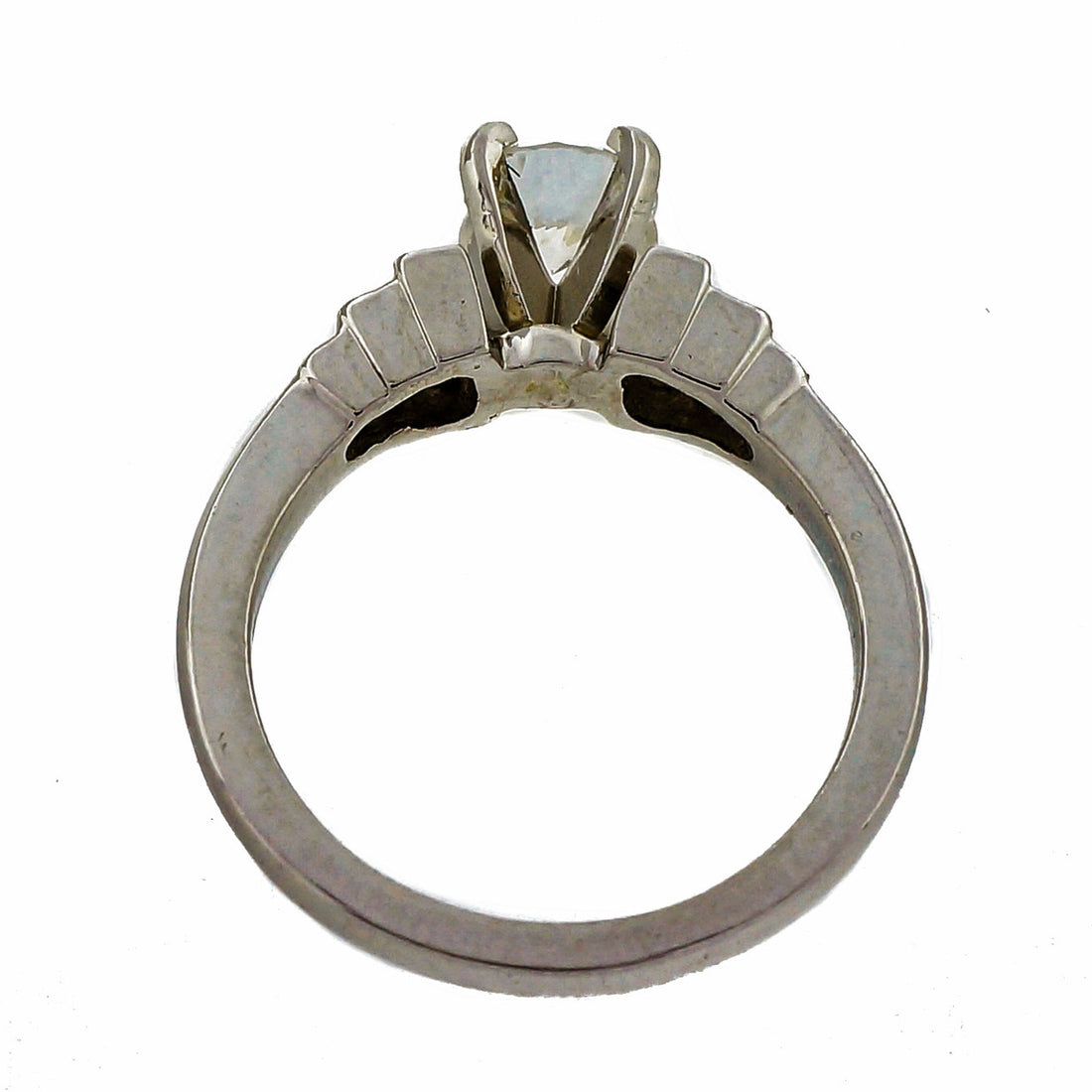 Estate Diamond Engagement Ring .65ct Platinum Baguette Sides – image 3
