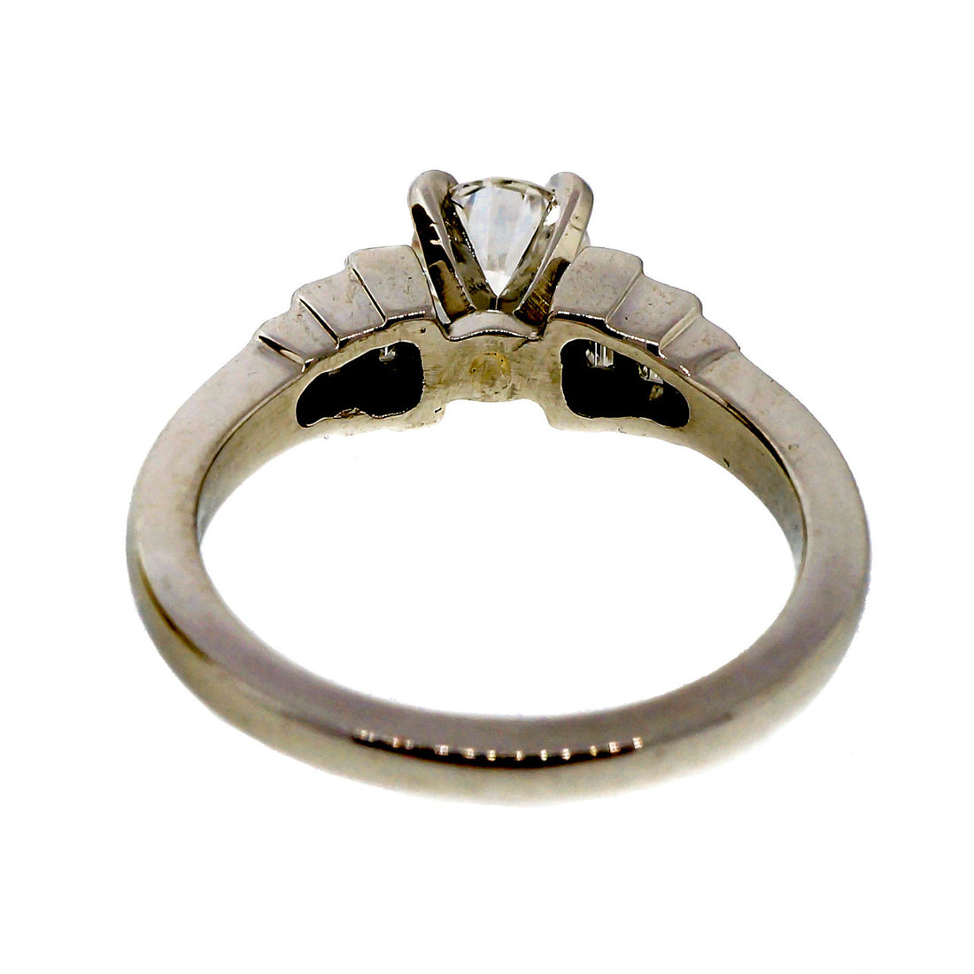 Estate Diamond Engagement Ring .65ct Platinum Baguette Sides – image 4