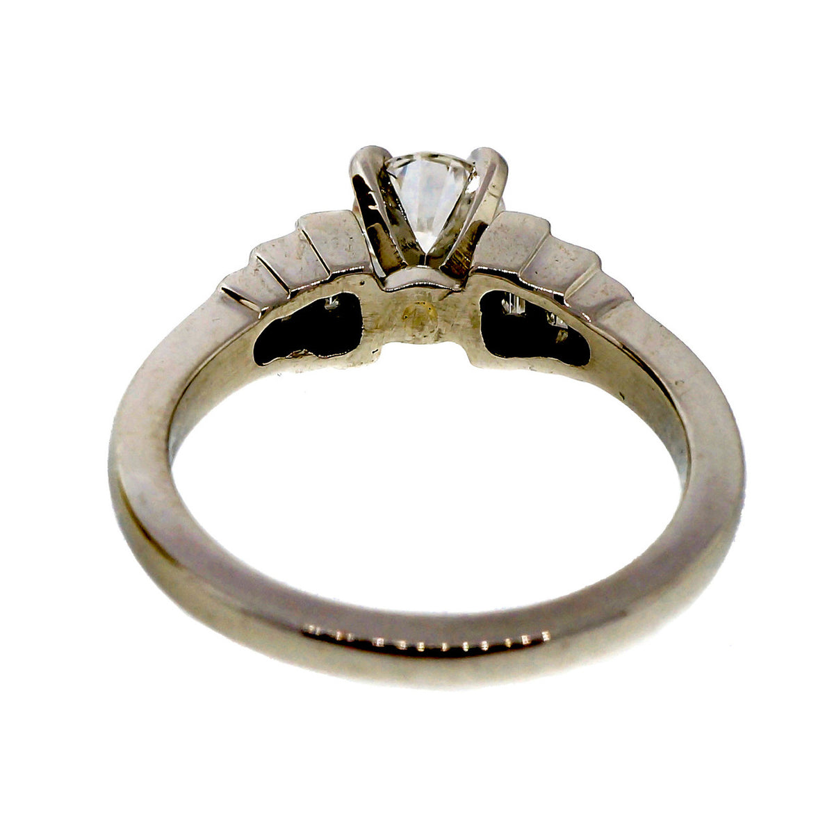 Estate Diamond Engagement Ring .65ct Platinum Baguette Sides – image 4