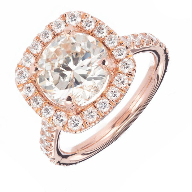 Peter Suchy PSD 3.04ct Transitional Ideal Cut Diamond 18k Pink Gold Ring