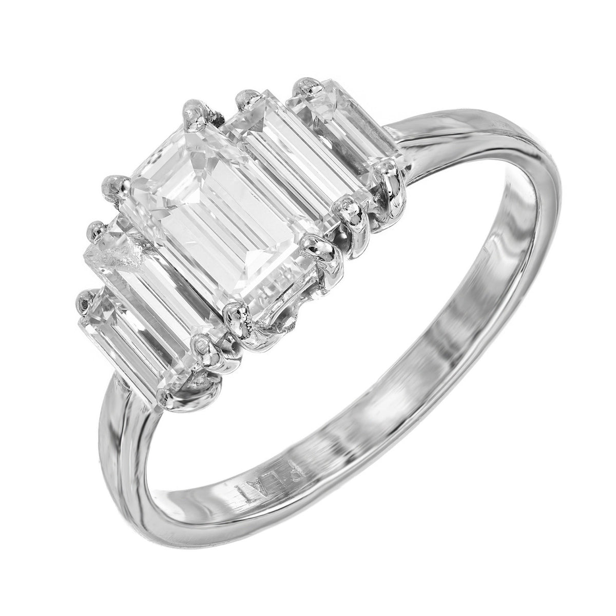 GIA Certified .94 Carat Emerald Cut Diamond Platinum Engagement Ring