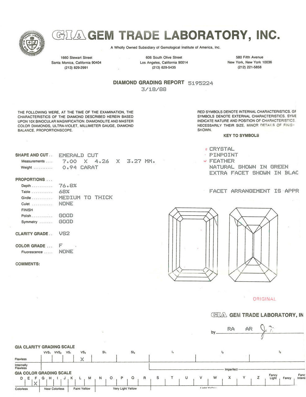 GIA Certified .94 Carat Emerald Cut Diamond Platinum Engagement Ring – image 3