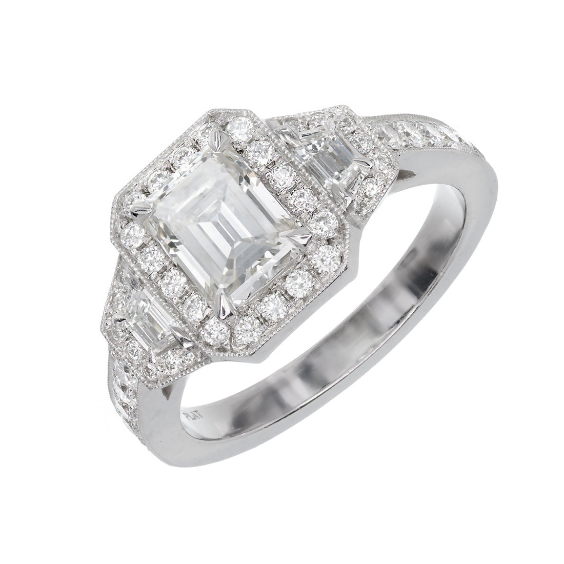 Peter Suchy GIA Certified 1.11 Carat Diamond Halo Platinum Engagement Ring – image 7