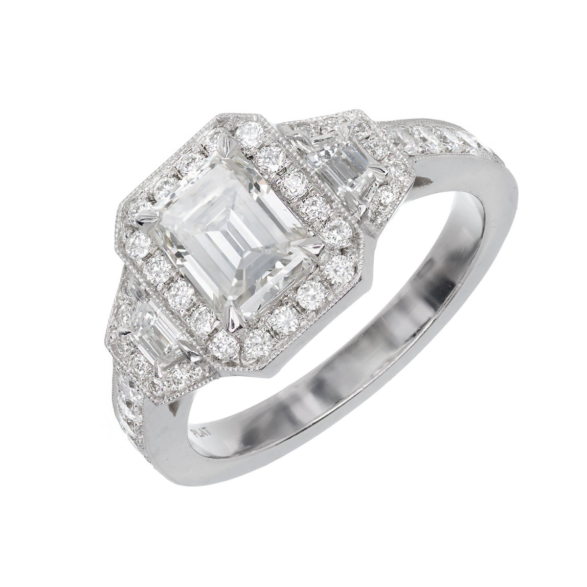 Peter Suchy GIA Certified 1.11 Carat Diamond Halo Platinum Engagement Ring – image 7