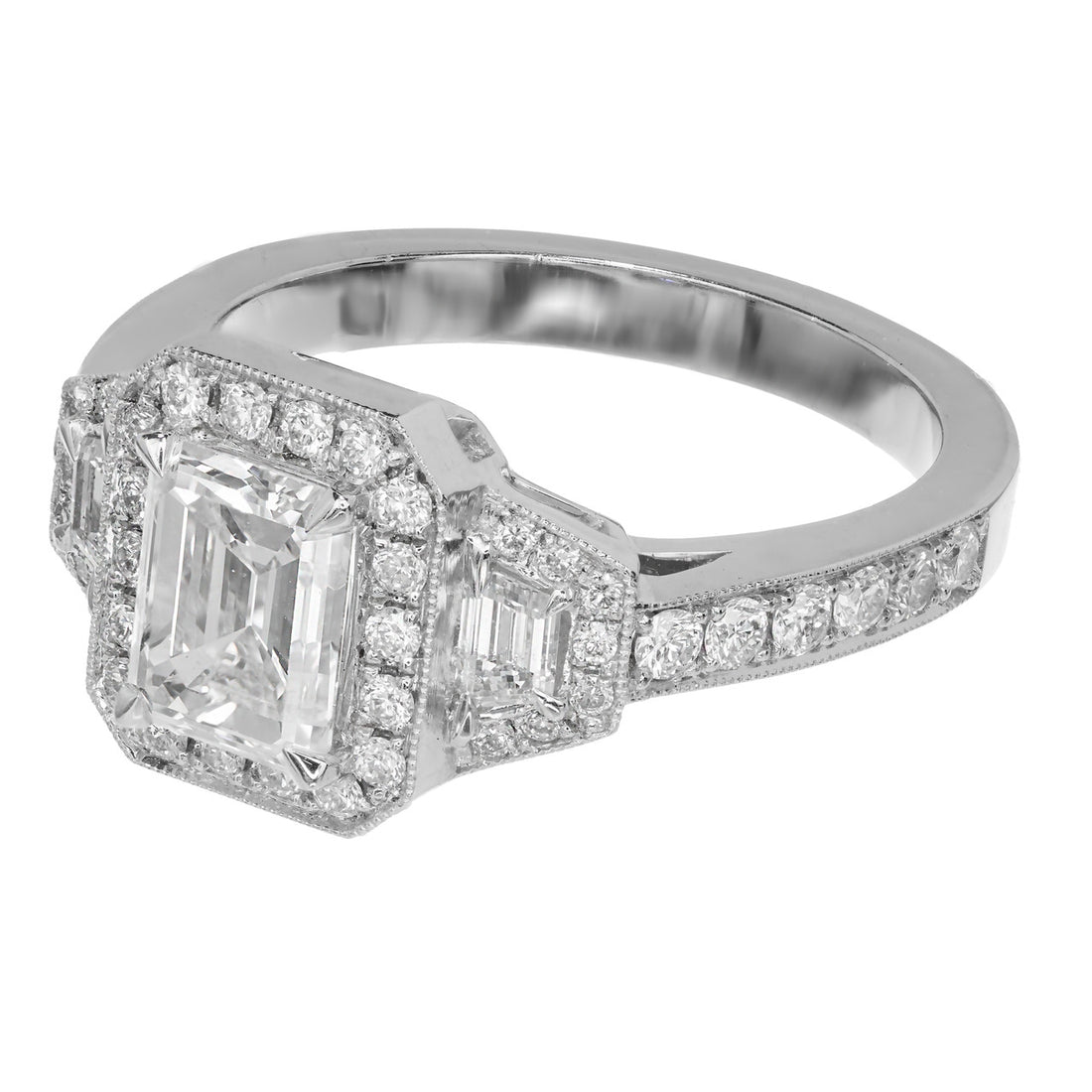 Peter Suchy GIA Certified 1.11 Carat Diamond Halo Platinum Engagement Ring – image 2