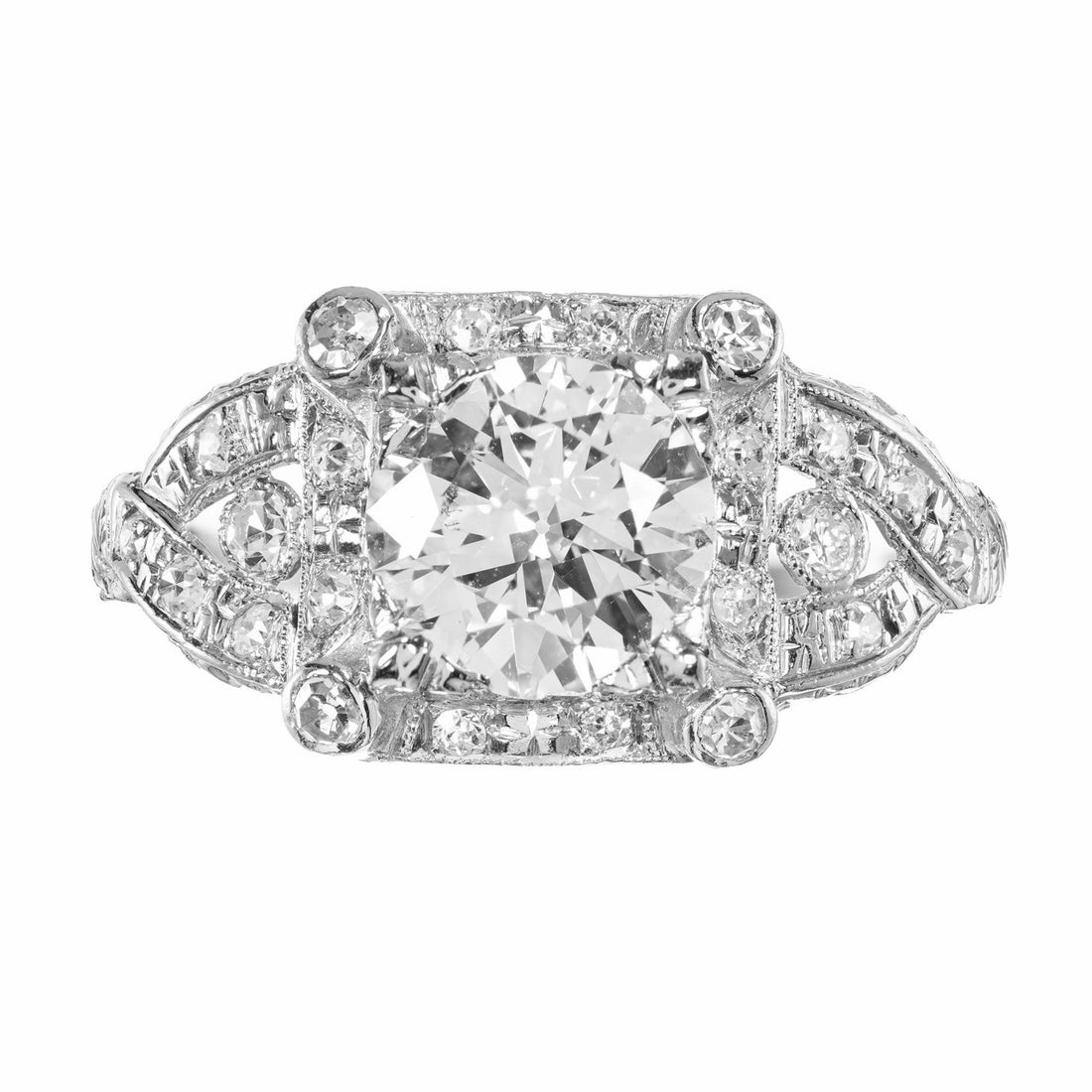 EGL 1.35 Carat Transitional Cut Diamond Platinum Engagement Ring – image 2