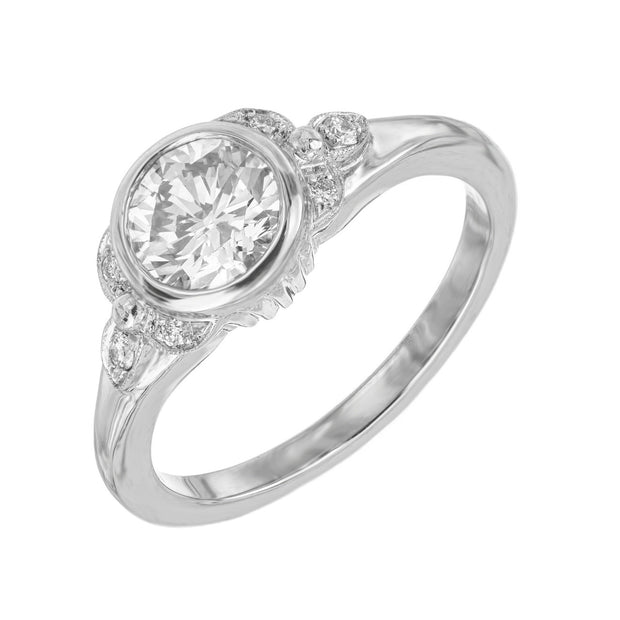 EGL Certified 1.00 Carat Old European Art Deco Diamond Platinum Engagement Ring