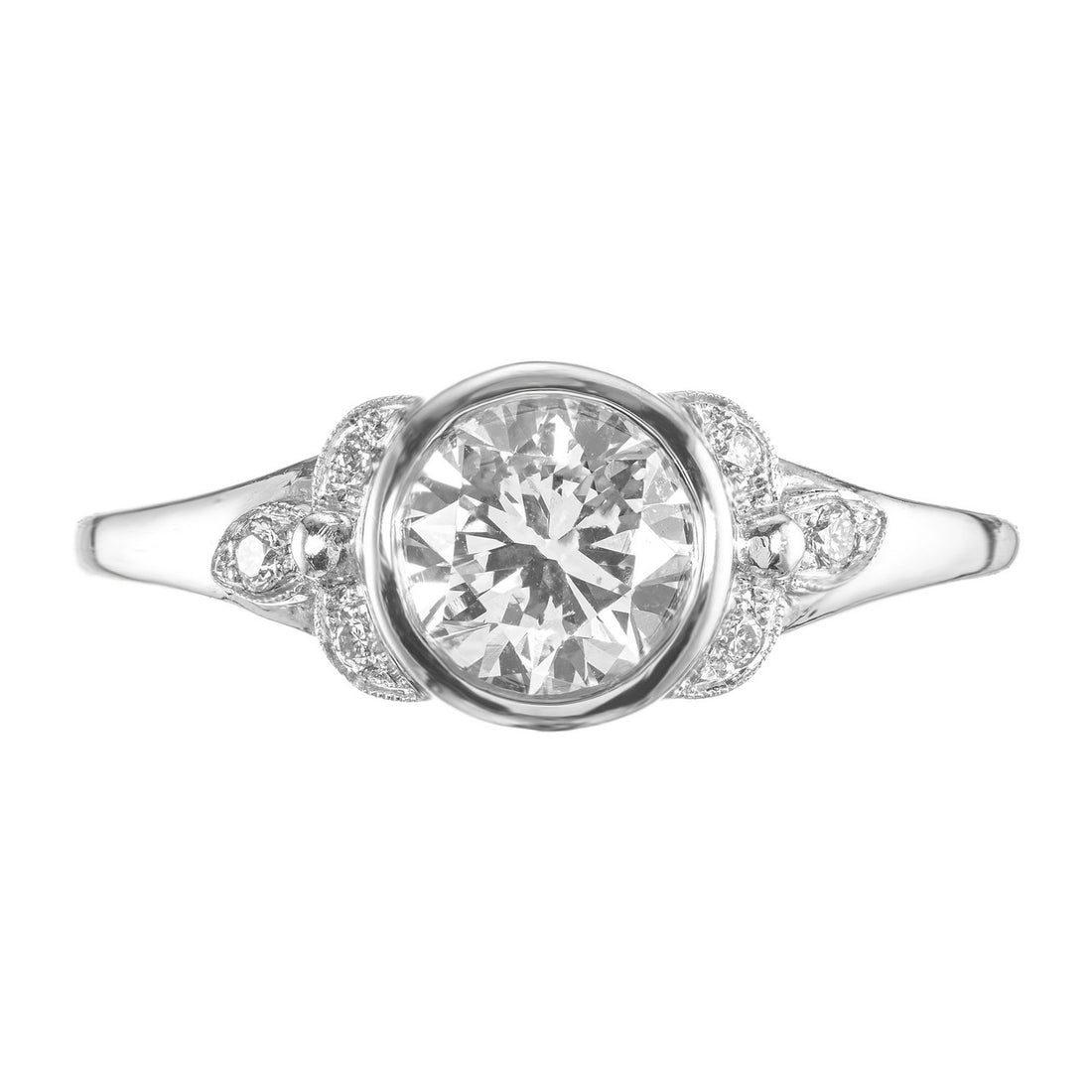 EGL Certified 1.00 Carat Old European Art Deco Diamond Platinum Engagement Ring – image 2