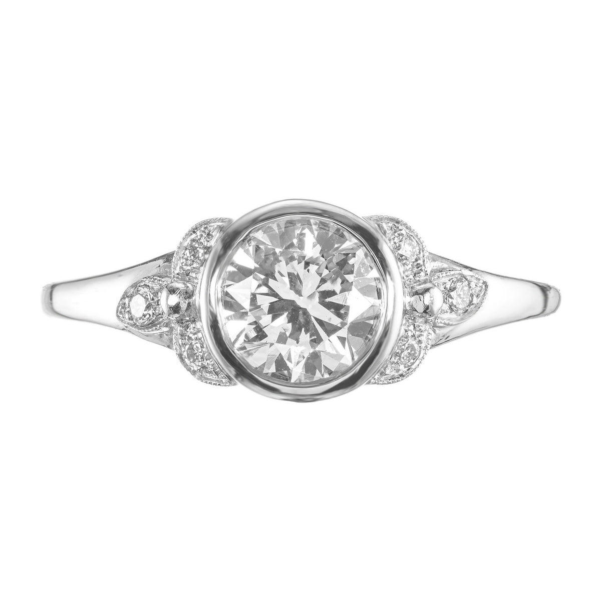 EGL Certified 1.00 Carat Old European Art Deco Diamond Platinum Engagement Ring – image 2