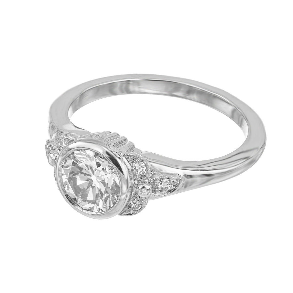EGL Certified 1.00 Carat Old European Art Deco Diamond Platinum Engagement Ring – image 4