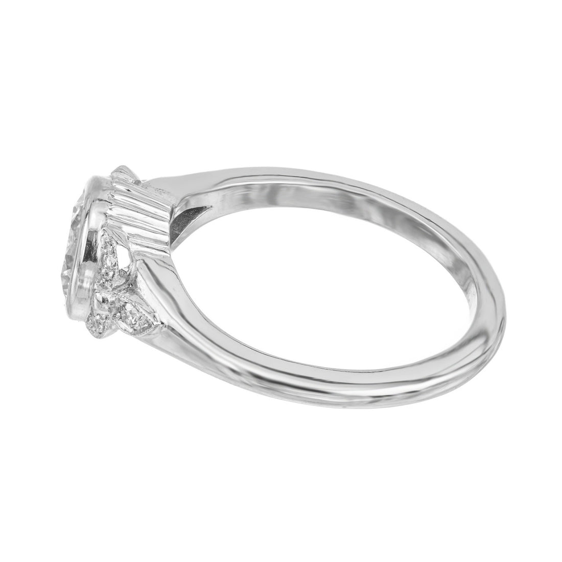 EGL Certified 1.00 Carat Old European Art Deco Diamond Platinum Engagement Ring – image 6