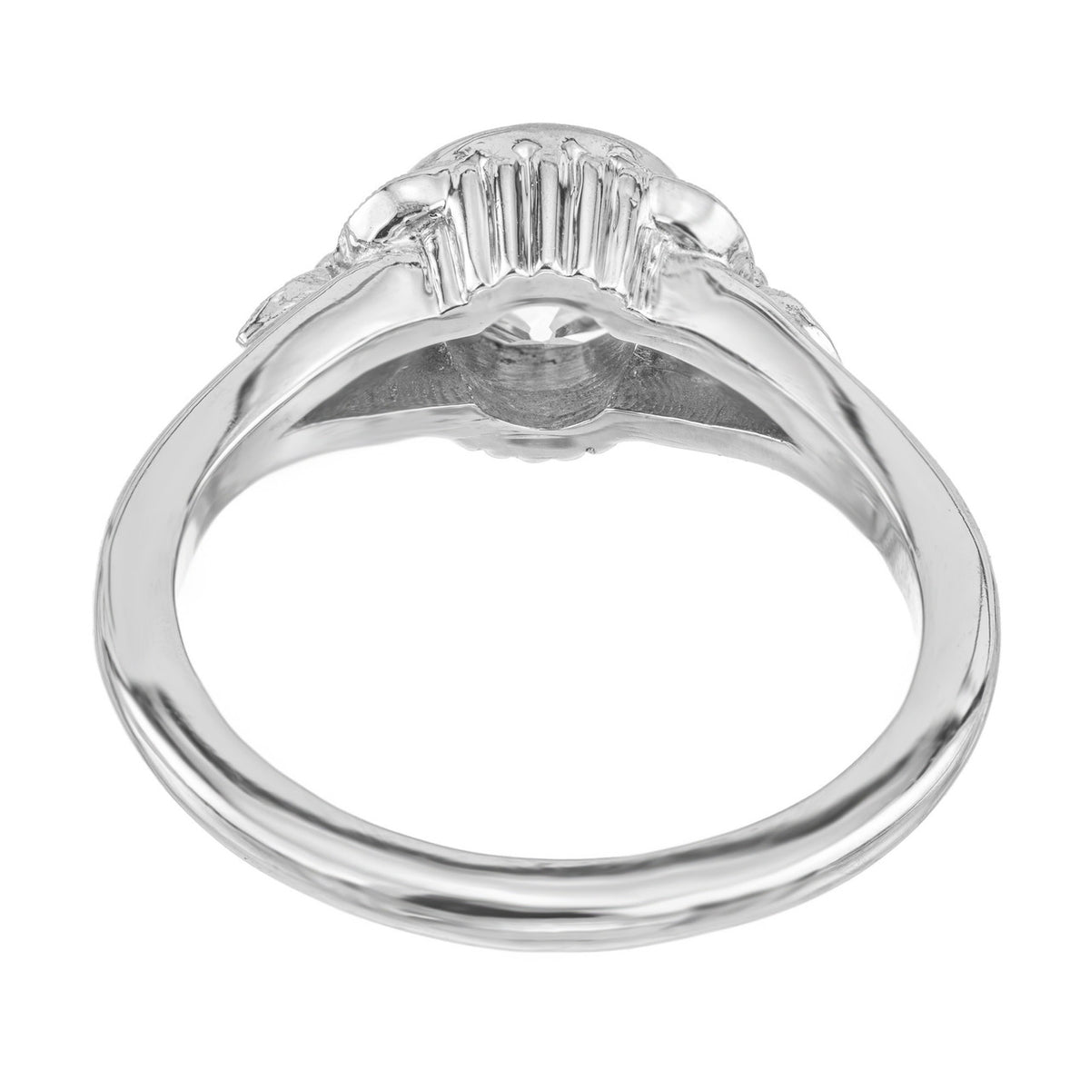 EGL Certified 1.00 Carat Old European Art Deco Diamond Platinum Engagement Ring – image 7