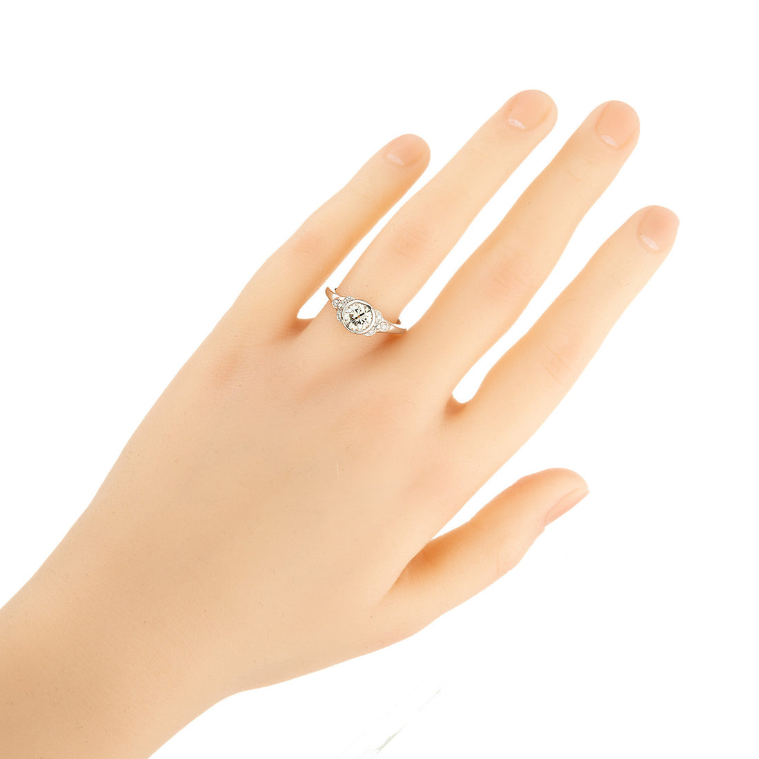 EGL Certified 1.00 Carat Old European Art Deco Diamond Platinum Engagement Ring – image 5