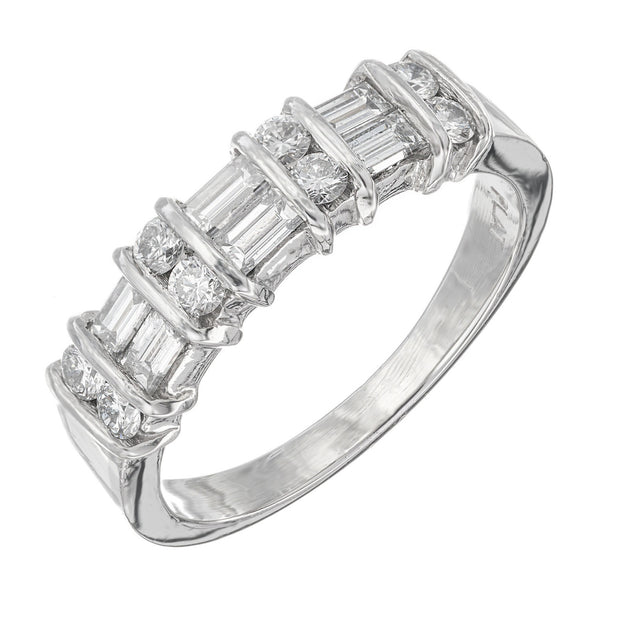.55 Carat Round Baguette Diamond Platinum Band Ring