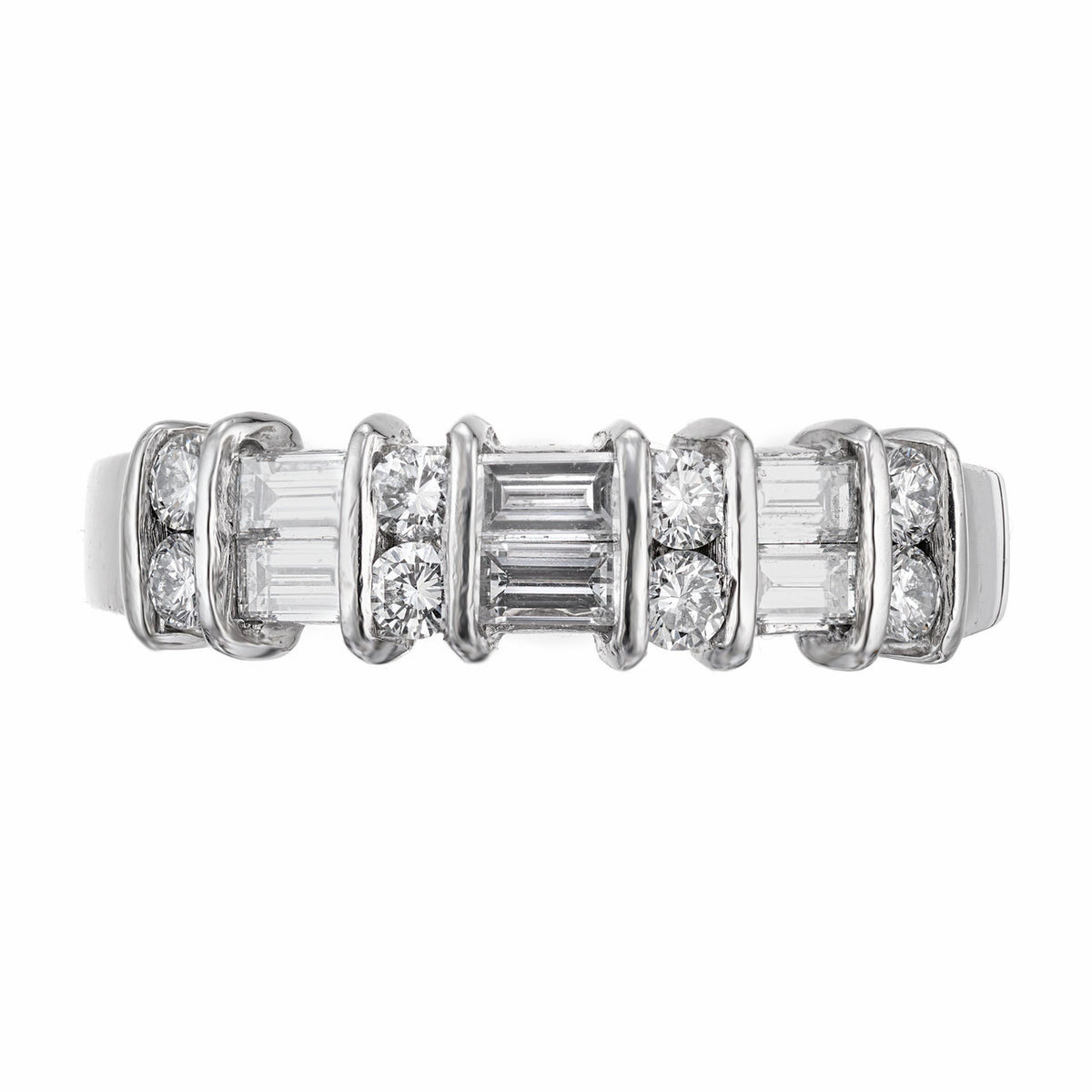.55 Carat Round Baguette Diamond Platinum Band Ring – image 2