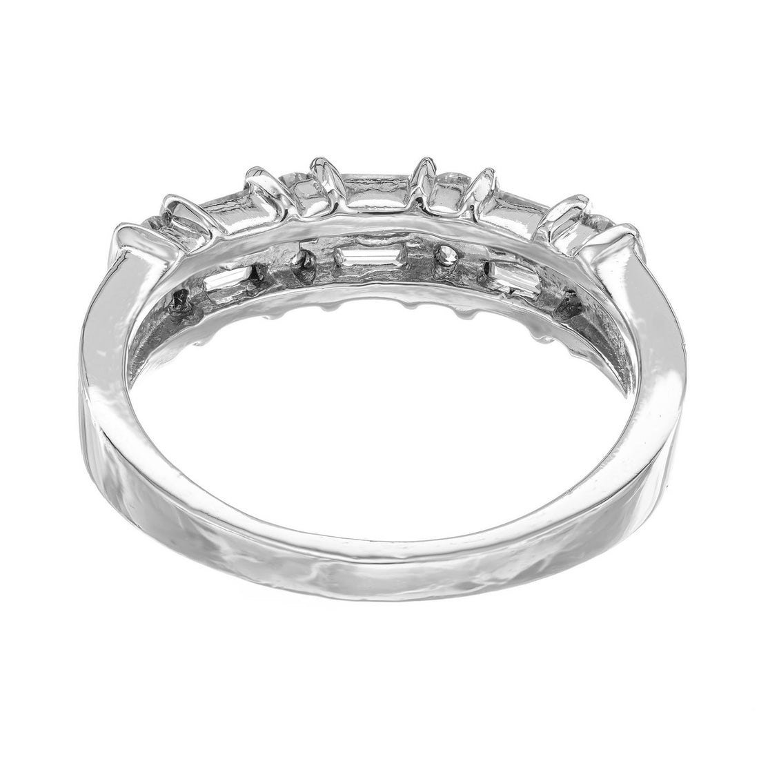 .55 Carat Round Baguette Diamond Platinum Band Ring – image 5
