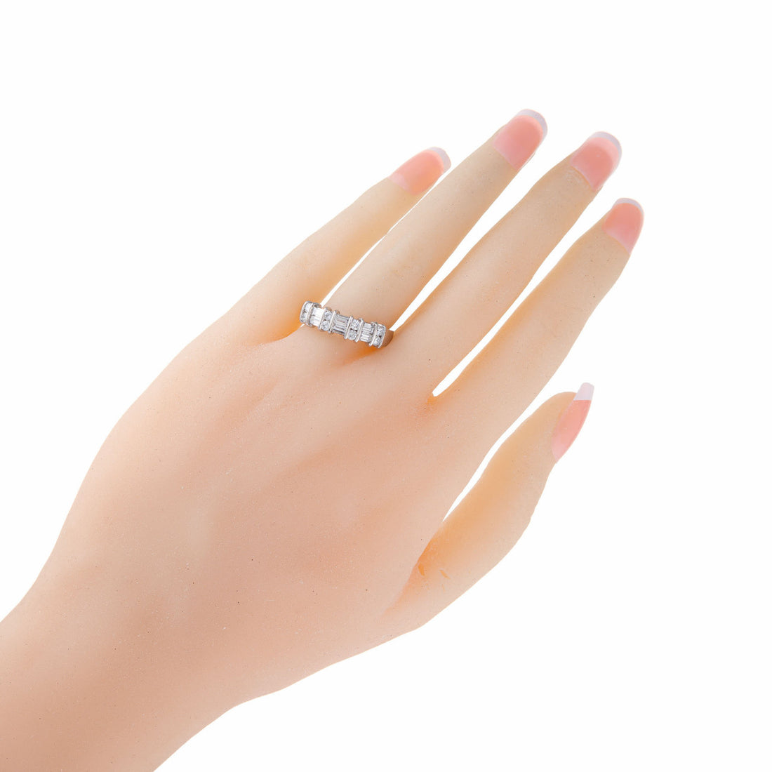 .55 Carat Round Baguette Diamond Platinum Band Ring – image 7